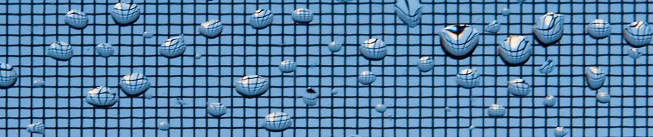 raindrop mirrors scattered against a blue sky