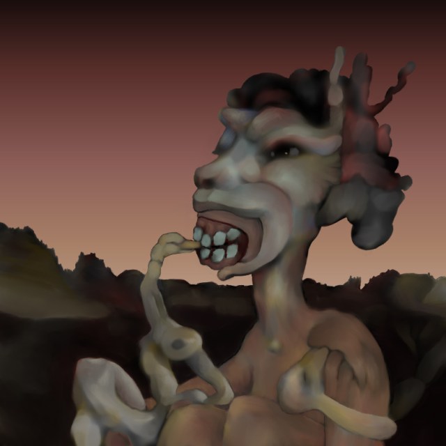 Leda Leda, first digital decalcomania painting using Corel Painter